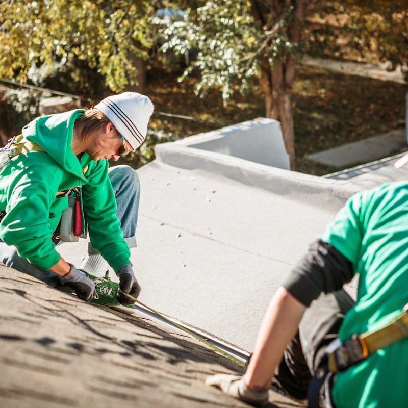 Group of workers on roof